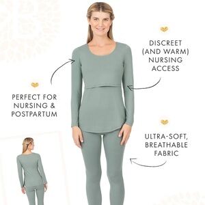 Kindred Bravely Jane Nursing Pajama Set for Breastfeeding in sage color